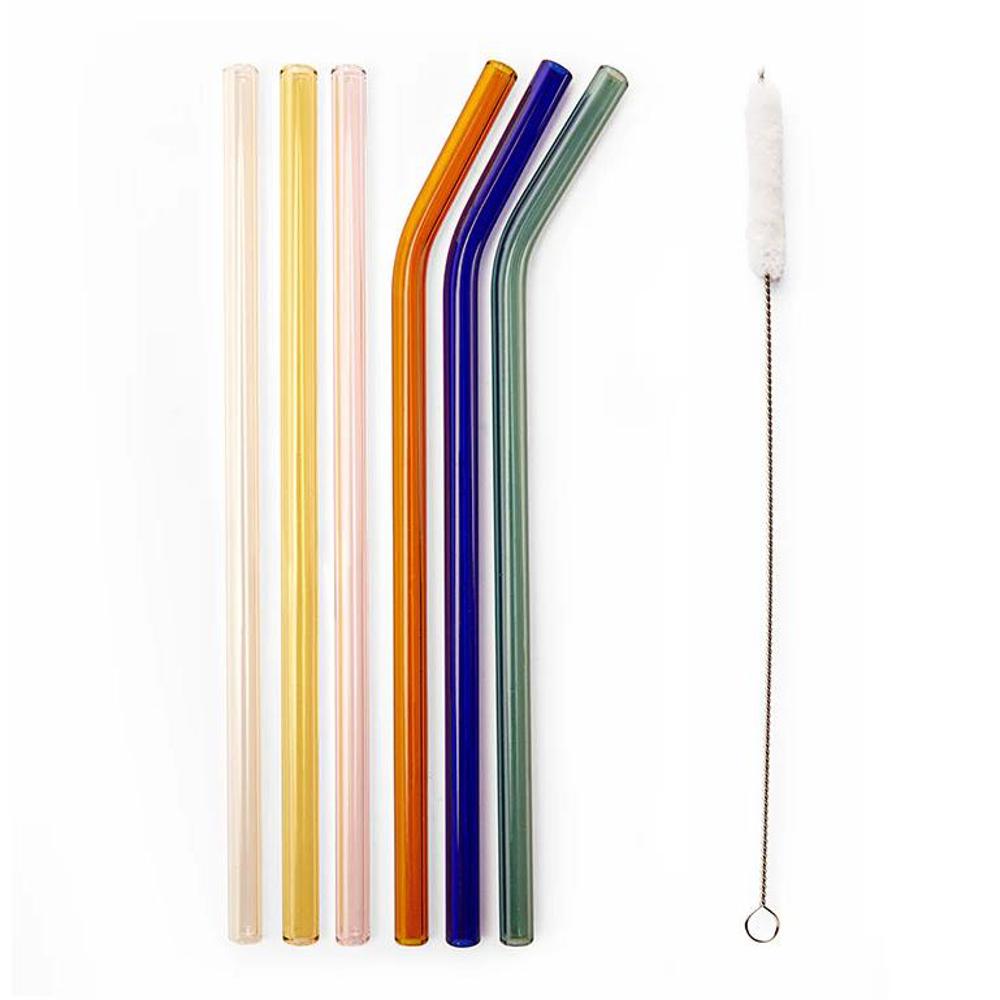 Kikkerland Colourful Reusable Glass Straws